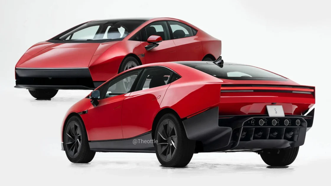 Concept Sedan Tesla Roadster Bergaya Lamborghini